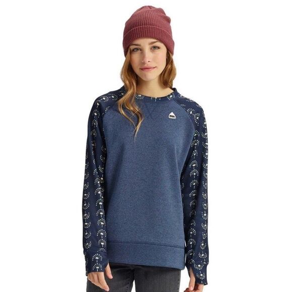 Burton Tops - Burton Navy Blue Patterned Quartz Crewneck Fleece Sweatshirt